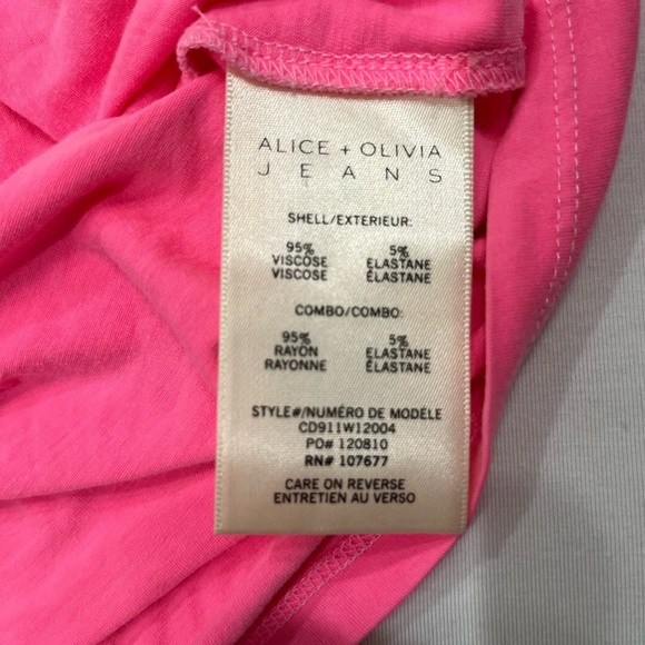 ALICE + OLIVIA jeans hot  Pink Cowl Neck medium soft top - Picture 3 of 3